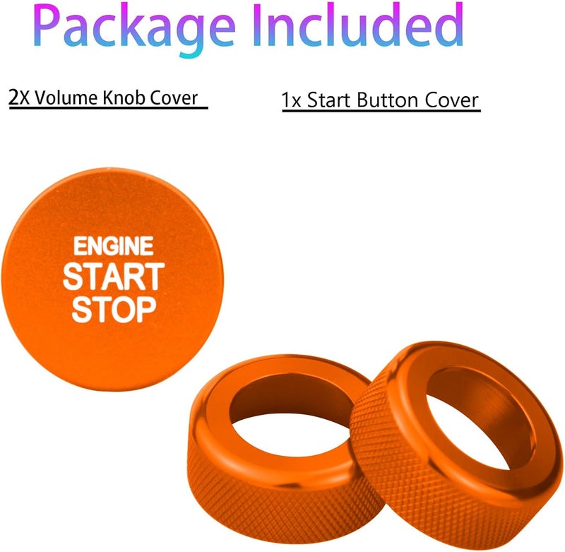 HDUFC for Kia Carnival/Carnival Hybrid/K5/Niro/Sorento/Sportage Interior Package, Push-Button Start, air Conditioning Control knob Cover, 3-Piece Set (Orange) - Image 3